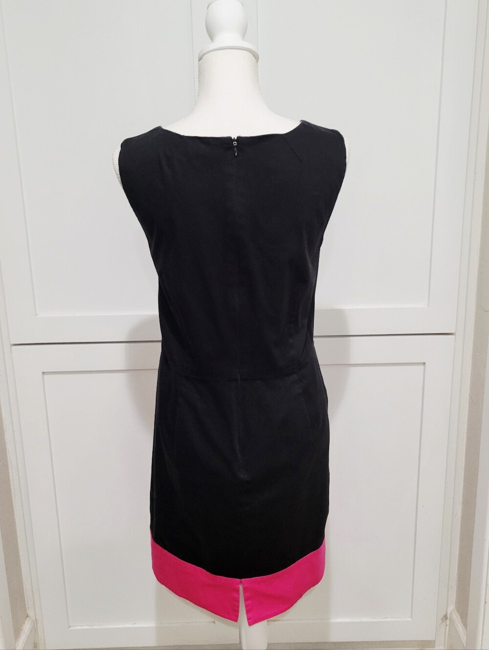 Calvin Klein Black Midi Dress with Pink Hem | Size 12 - Picture 4 of 6